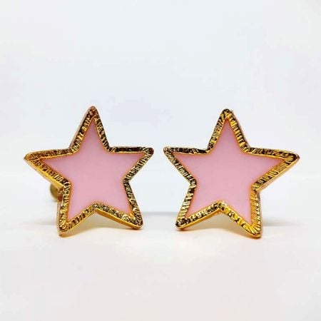 Pink Handmade Brass Star Knob